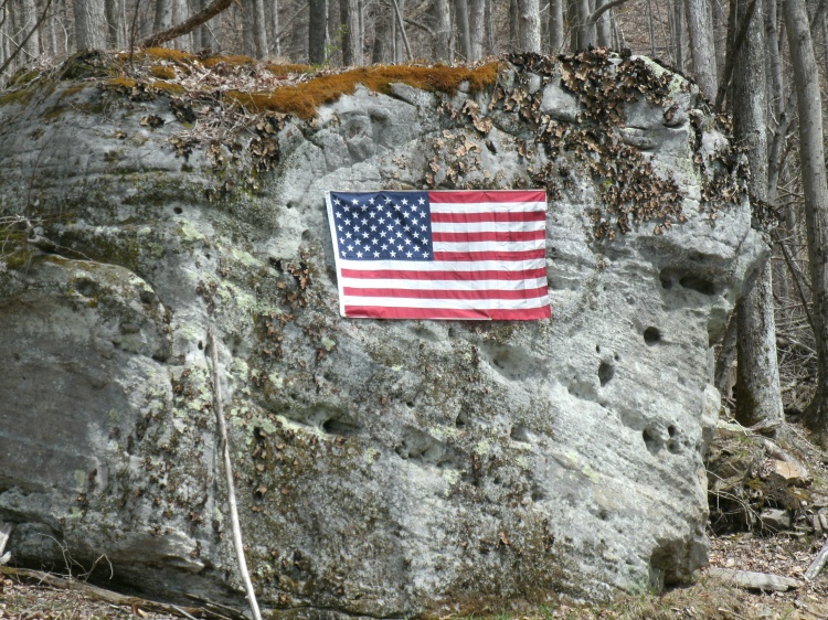 Rock with american Flag, Hacker Valley, West Virginia