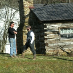 Actor Mark Bowe talking with the Director of Barnwood builders