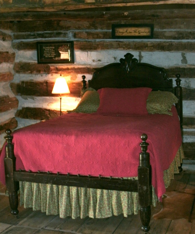bed inside cabin at Spiker Farm