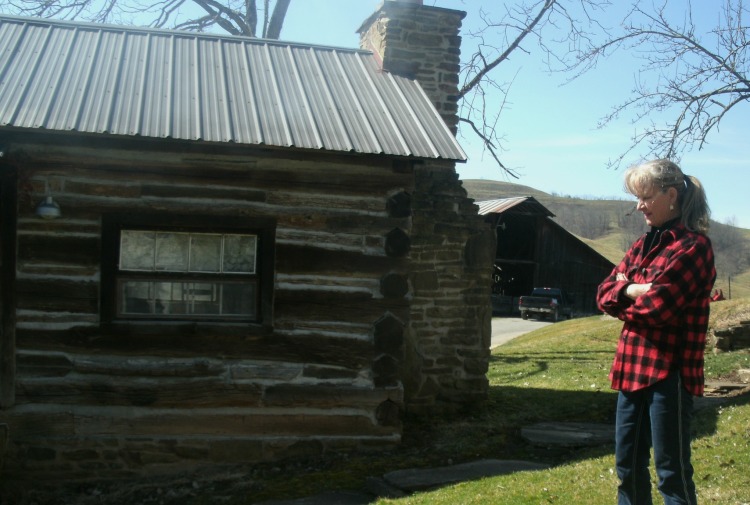 Sue Ann Spiker and her 1700's cabin