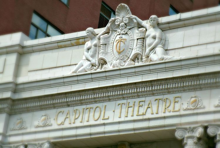 Pediment of Capitol Theatre/ Theater, Wheeling WV