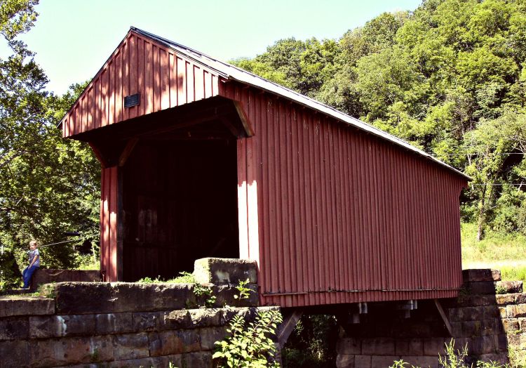 South side of Walkersville Covered Bridge in Lewis County, WV