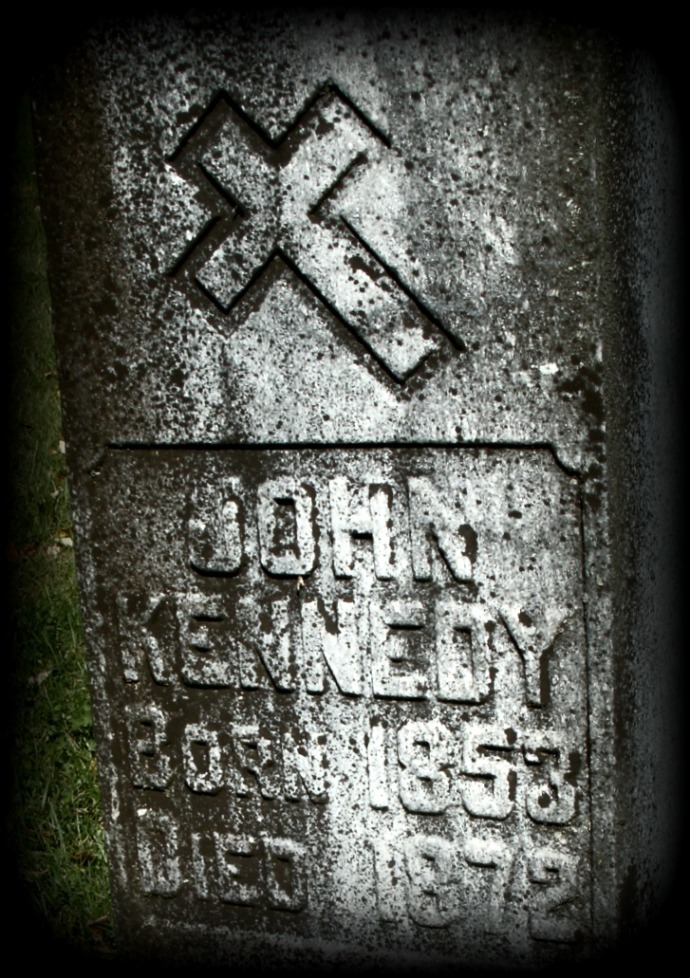 HD photo of inscription of Tombstone of John Kennedy St Bernard church, Weston, West Virginia